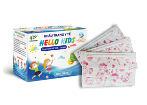 Khẩu Trang Y Tế Hello Kids ( Hoạ Tiết Hello Kitty - 50 Cái / Hộp )